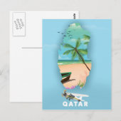 Qatar geïllustreerde reisposterprint briefkaart (Voorkant / Achterkant)