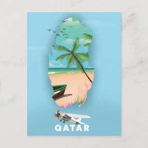 Qatar geïllustreerde reisposterprint briefkaart