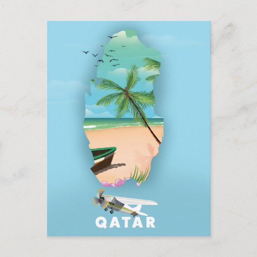 Qatar geïllustreerde reisposterprint briefkaart (Voorkant)