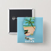 Qatar geïllustreerde reisposterprint vierkante button 5,1 cm (Voorkant /achterkant)