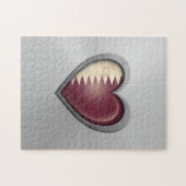 Qatar Heart Flag Stainless Steel Effect Legpuzzel (Horizontaal)
