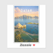Qatar Illustratie Reis Kunst Vintage Sticker (Vel)