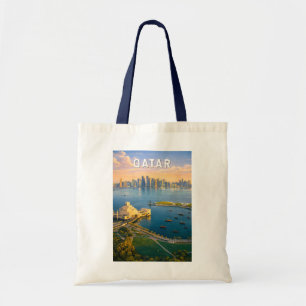 Qatar Illustratie Reis Kunst Vintage Tote Bag