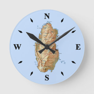 Qatar Map Clock Ronde Klok
