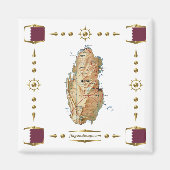 Qatar Map + Flags Magnet (Voorkant)