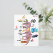Qatar Map Landmarks Tourismus-attracties Briefkaart (Staand voorkant)
