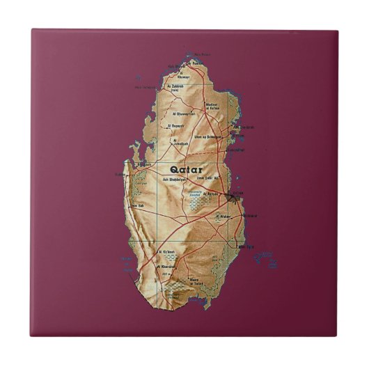 Qatar Map Tile Tegeltje (Voorkant)