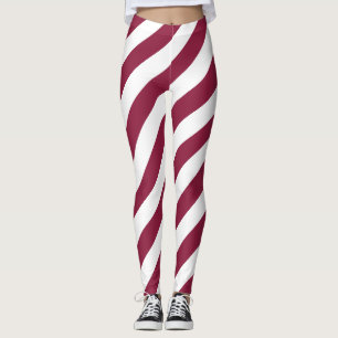 Qatar National Flag Colors Diagonaal gestreept Leggings