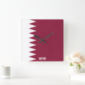 Qatar National Flag Patriotic Vierkante Klok (Huis)