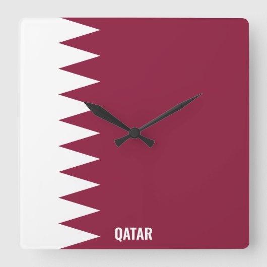 Qatar National Flag Patriotic Vierkante Klok (Voorkant)