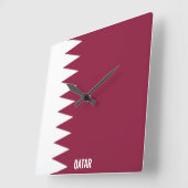 Qatar National Flag Patriotic Vierkante Klok (Hoek)
