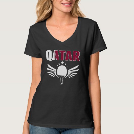 Qatar Ping Pong  Proud Qatari Table Tennis Support T-shirt (Voorkant)