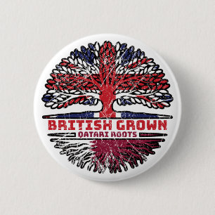 Qatar Qatar Brits UK Boomwortels Vlag Ronde Button 5,7 Cm