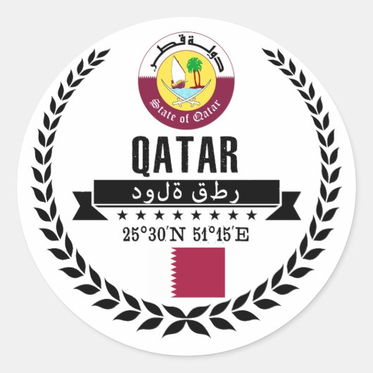 Qatar Ronde Sticker (Voorkant)