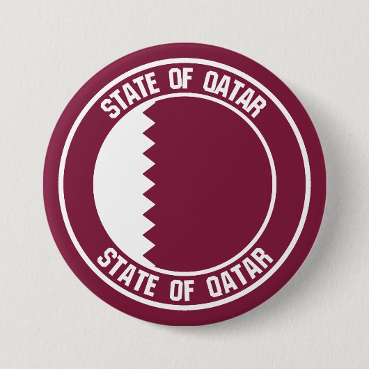 Qatar Round Emblem Ronde Button 7,6 Cm (Voorkant)