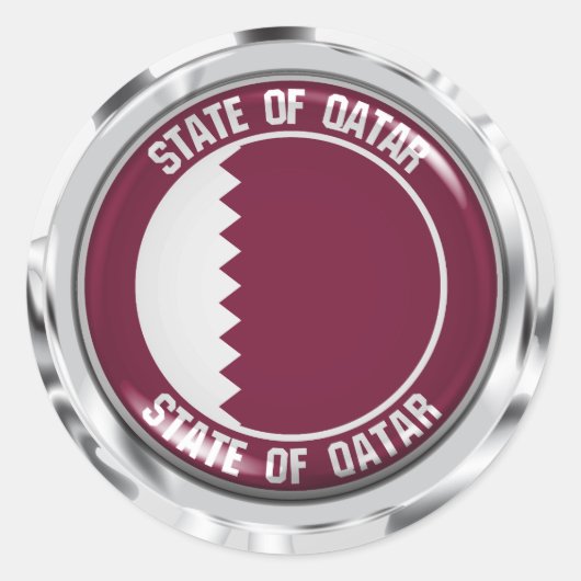 Qatar Round Emblem Ronde Sticker (Voorkant)