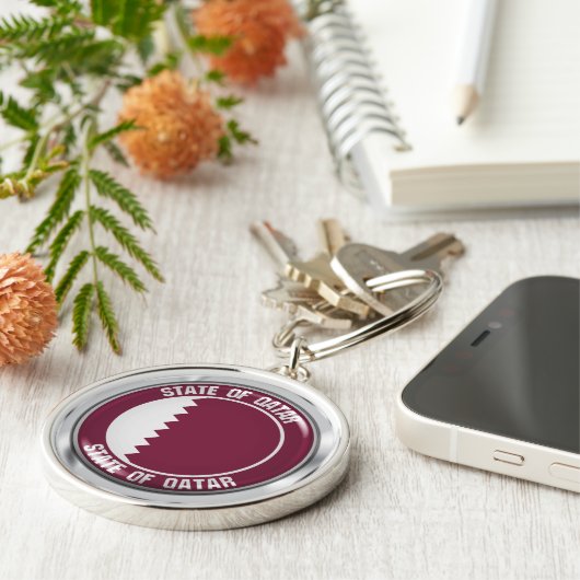 Qatar Round Emblem Sleutelhanger (Zijkant)