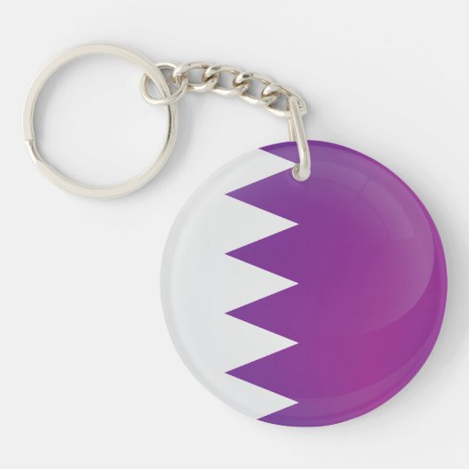 Qatar Round Icon-vlag Sleutelhanger (Voorkant)