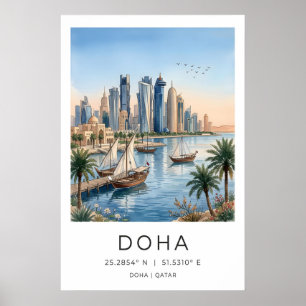 Qatar Stadslandschap Poster - Moderne Torens en