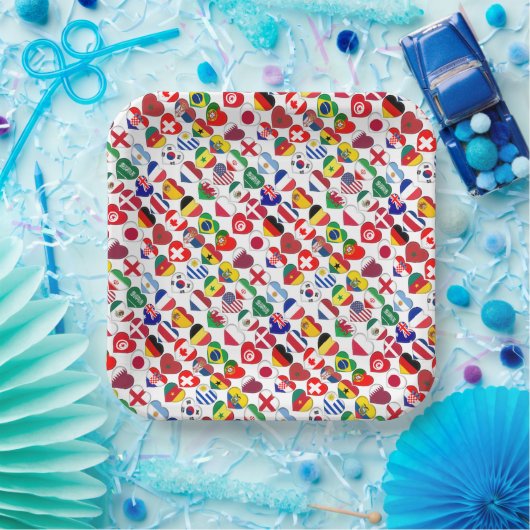 Qatar Tournament 2022 32 Hearts Country Flags Papieren Bordje (Feest)