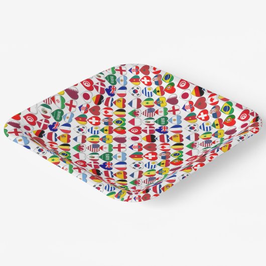 Qatar Tournament 2022 32 Hearts Country Flags Papieren Bordje (Gebogen)