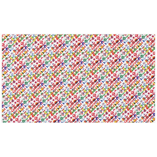 Qatar Tournament 2022 32 Hearts Country Flags Tafelkleed (Voorkant (Horizontaal))