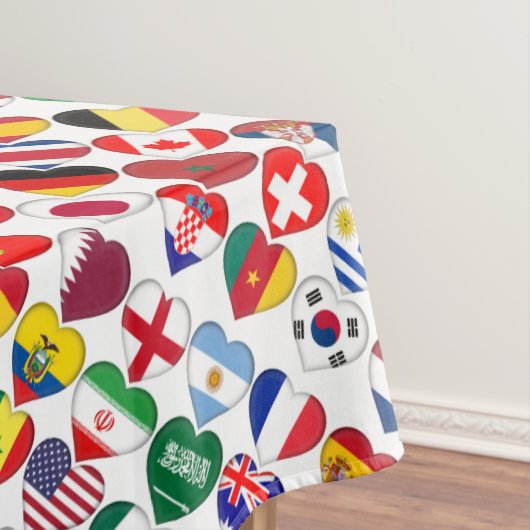 Qatar Tournament 2022 32 Hearts Country Flags Tafelkleed (Voorbeeld)