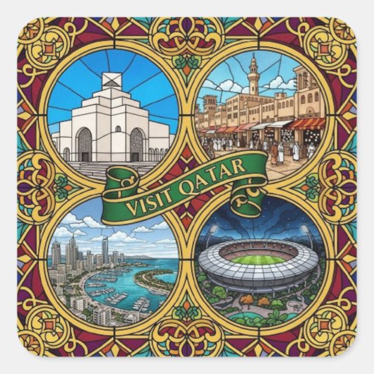 QATAR VIERKANTE STICKER (Voorkant)