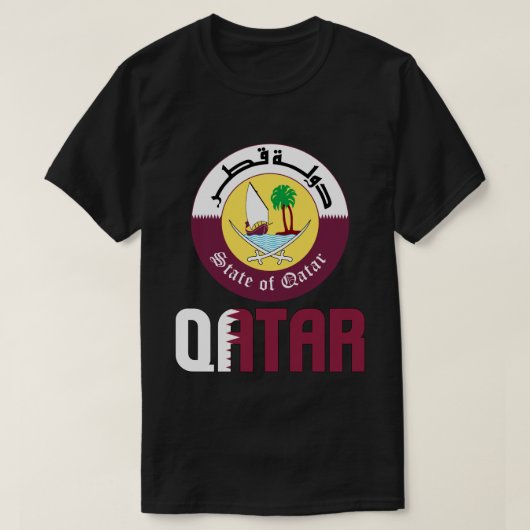 Qatar-vlag en wapenschild t-shirt (Design voorkant)