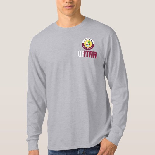 Qatar-vlag en wapenschild t-shirt (Voorkant)