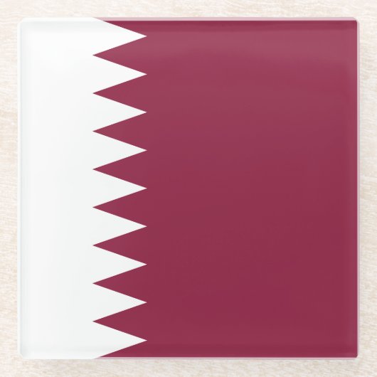 Qatar-vlag Glazen Onderzetter (Voorkant)