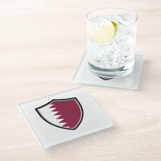 Qatar-vlag Glazen Onderzetter (Schuin)