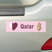 Qatar Vlag Hart + Landkaart Bumpersticker (Op auto)