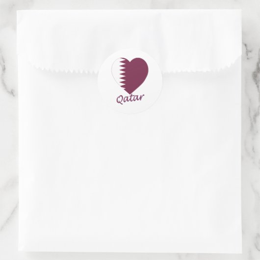 Qatar Vlag Hart Ronde Sticker (Tas)