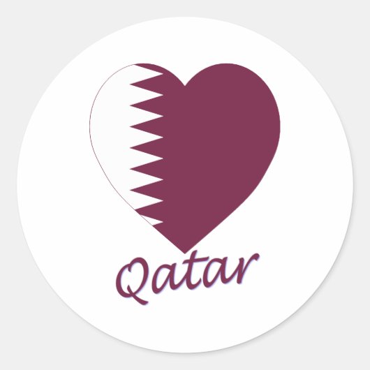 Qatar Vlag Hart Ronde Sticker (Voorkant)