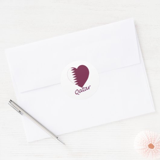 Qatar Vlag Hart Ronde Sticker (Envelop)