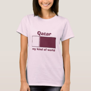 Qatar Vlag + Kaart + Tekst T-shirt