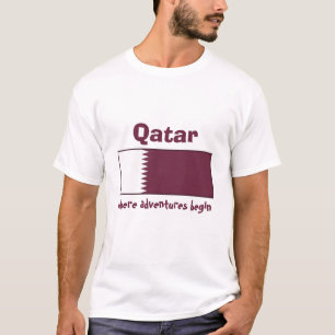 Qatar Vlag + Kaart + Tekst T-shirt