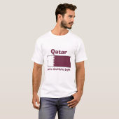 Qatar Vlag + Kaart + Tekst T-shirt (Voorkant volledig)