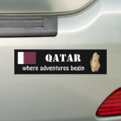 Qatar Vlag + Landkaart Bumpersticker (Op auto)