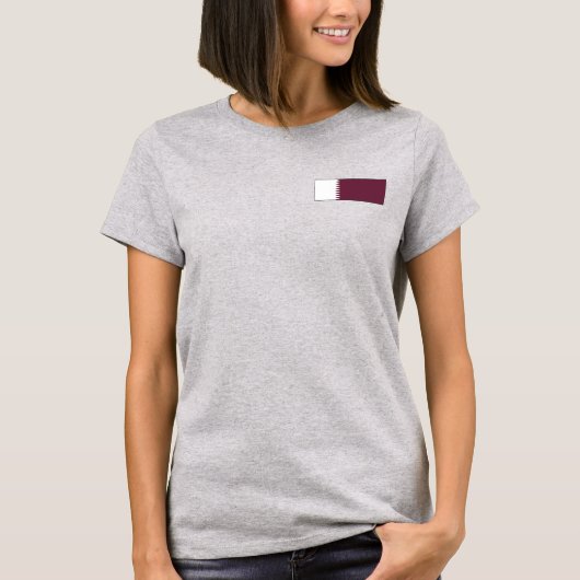 Qatar Vlag + Landkaart T-Shirt (Voorkant)