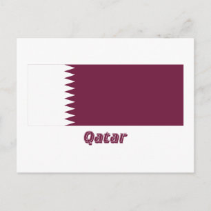 Qatar-vlag met naam briefkaart