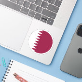 Qatar Vlaggen Ronde Sticker (Laptop met iPhone)