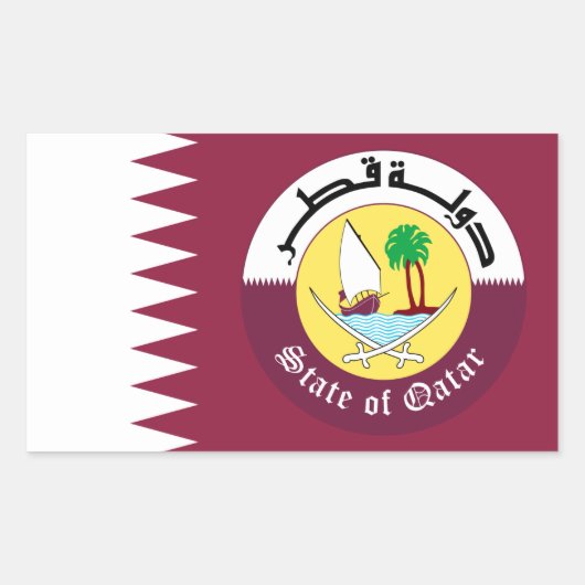 Qatarese vlag & embleem, vlag van Qatar Rechthoekige Sticker (Voorkant)