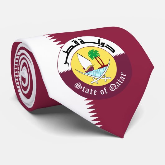 Qatarese vlag & embleem, vlag van Qatar Stropdas (Opgerold)