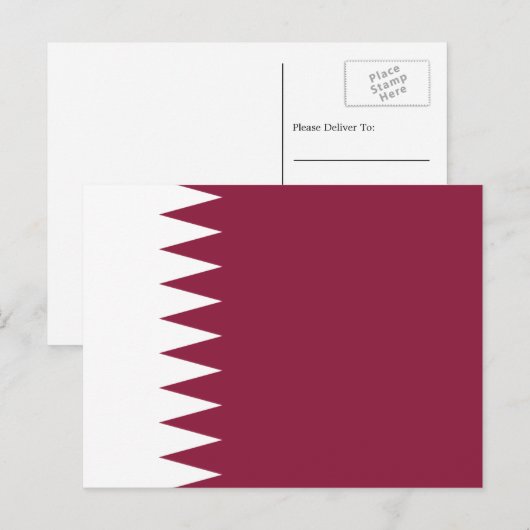 Qatarese vlag, vlag van Qatar Briefkaart (Voorkant / Achterkant)