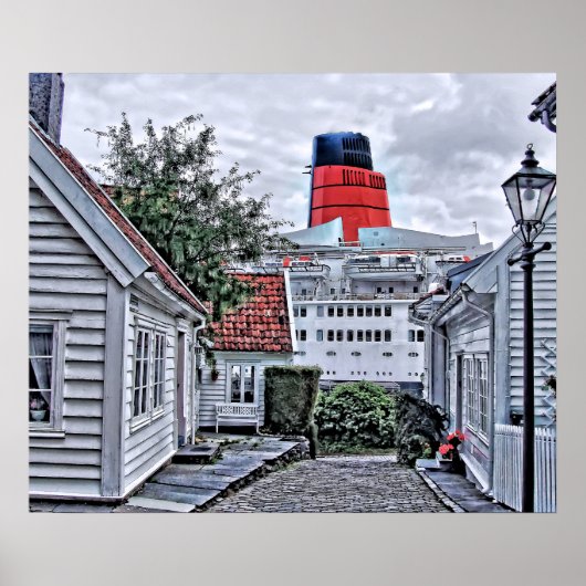 QE2 bij Stavanger Poster (Voorkant)