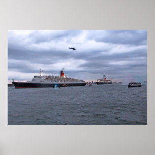 QE2 & QM2 bij NYC Poster
