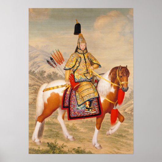 Qianlong Emperor in Ceremonial Armor op Horseback Poster (Voorkant)