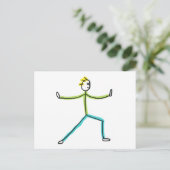Qigong Stickman Briefkaart (Staand voorkant)